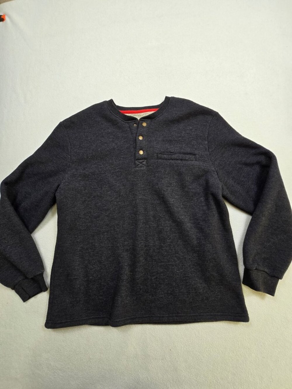 Coleman Mens XL Long Sleeve Henley Shirt Gray Thermal Sherpa Lined